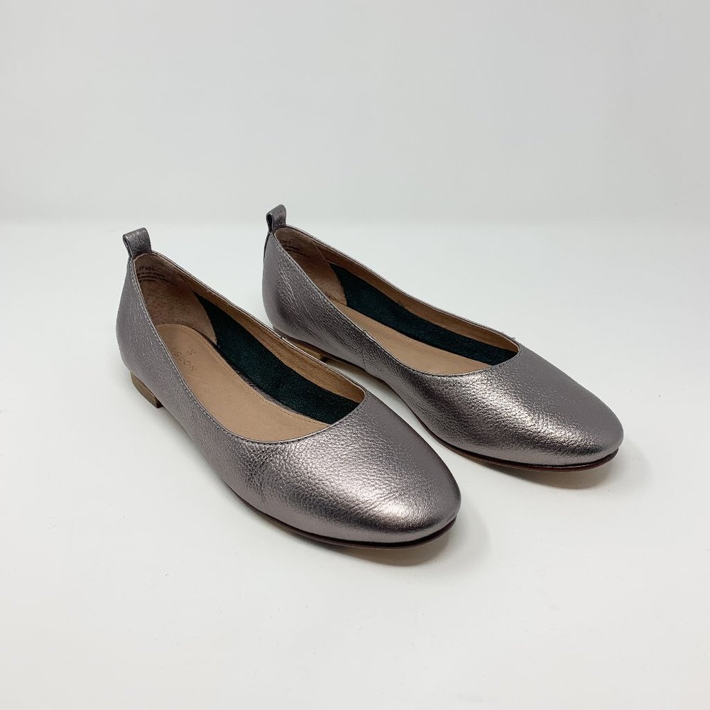 Caslon Pewter Leather Slip On Ballet Flats